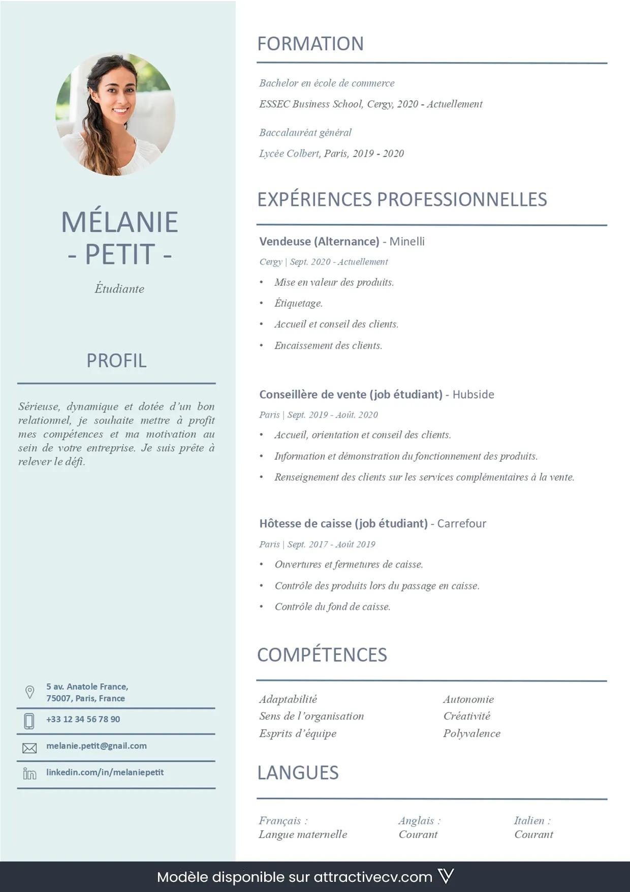 cv exemple étudiant - Comment faire un CV quand on est jeune