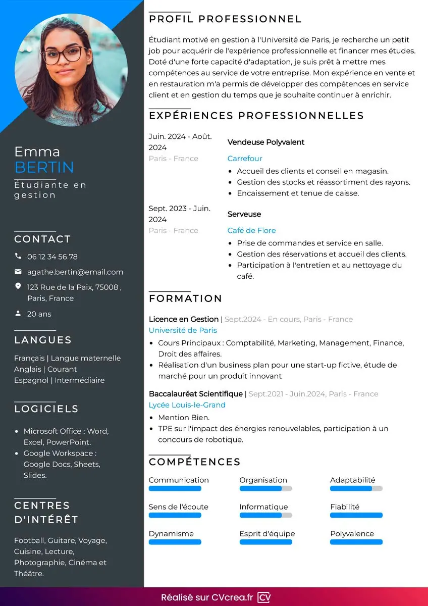 cv exemple étudiant - Comment faire un CV simple pour un étudiant